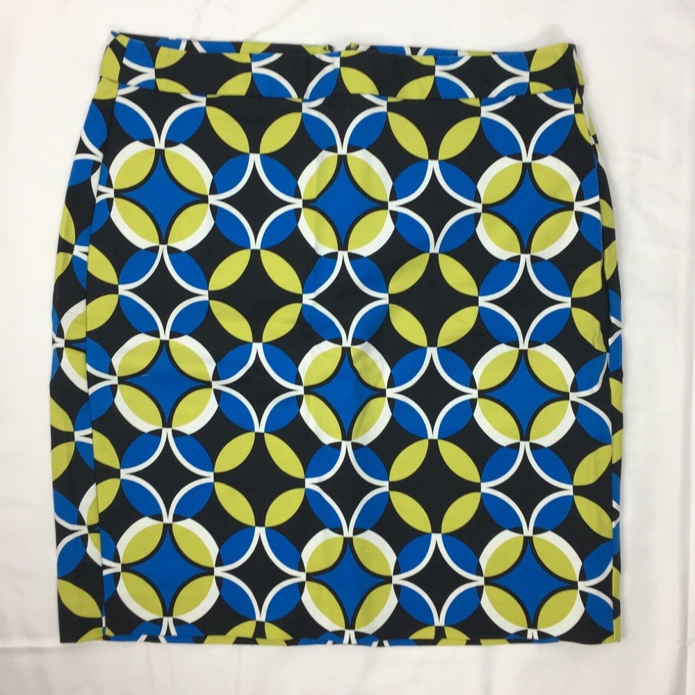 Banana Republic Women Size 8 Black Blue Skirt Geometric Cotton
